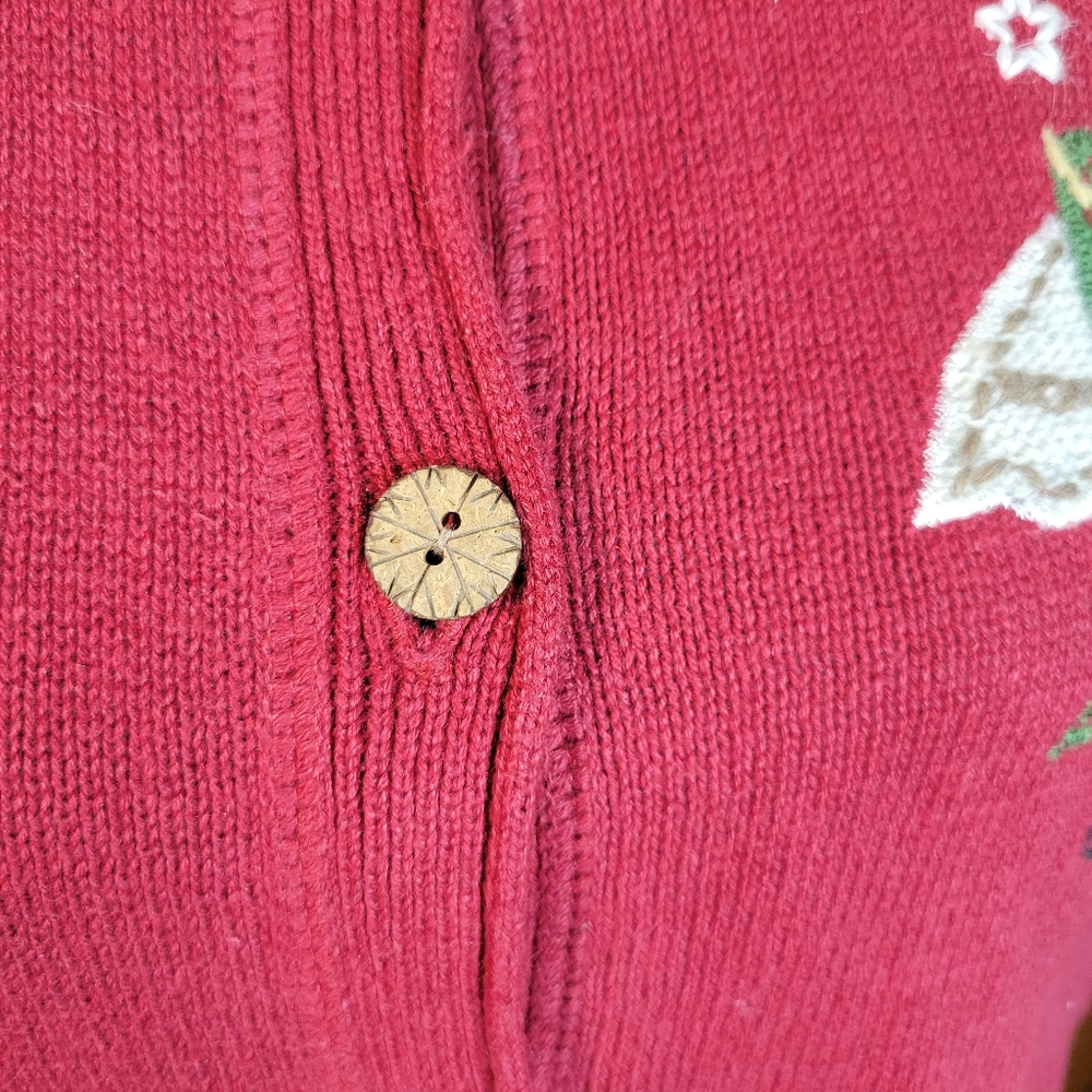 Womens Woolrich Sleeveless Christmas sweater Ruby Red size XL Cotton Wool Blend - Picture 4 of 10